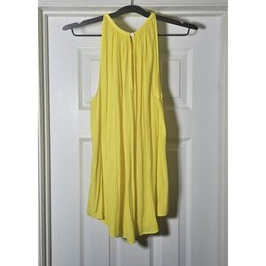 Ramy Brook Piper Pleated Silky Top Size Small Sunshine Yellow